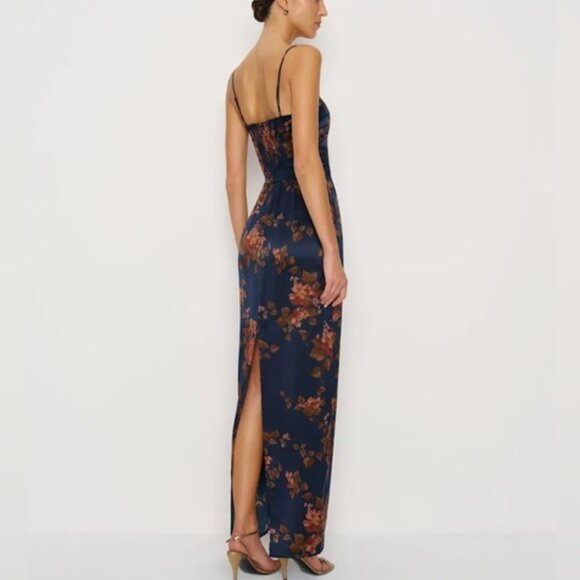 NEW Reformation Frankie Silk Maxi Navy Floral Dress Gown Lyric | US 2 UK 6 - Picture 4 of 13